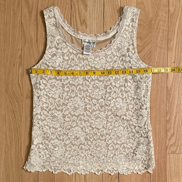 Coldwater Creek Off-White Lace Camisole Tank, Size L - Picture 4 of 6